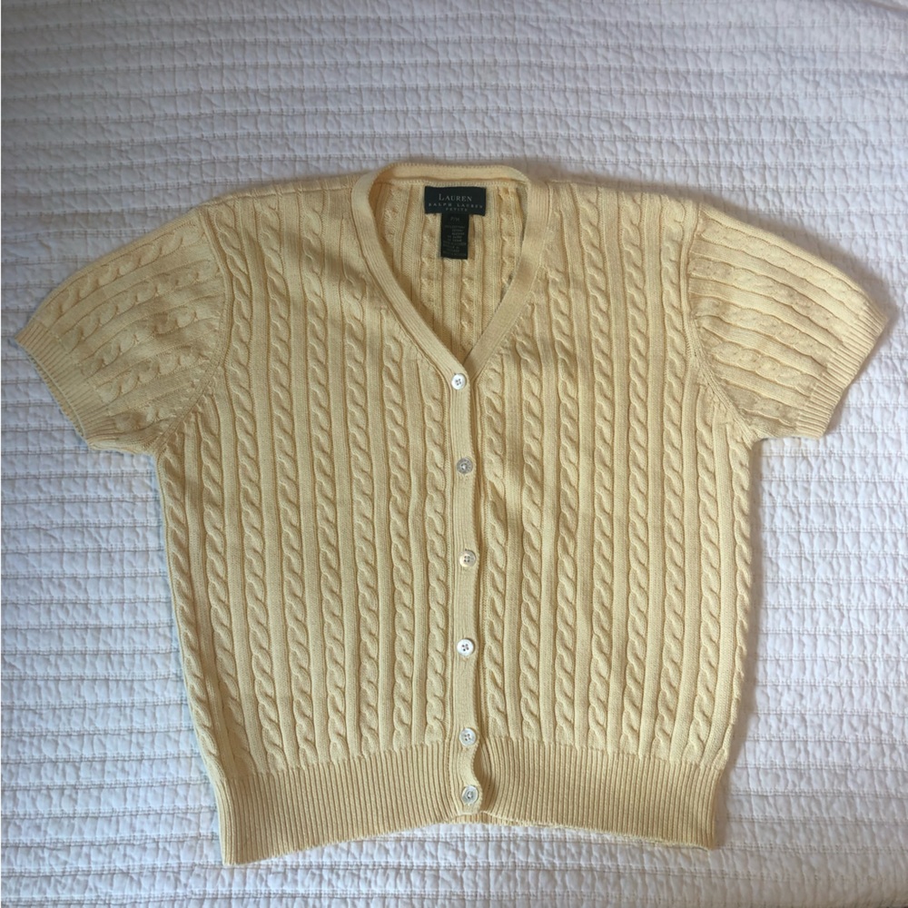 yellow short sleeve ralph cardigan